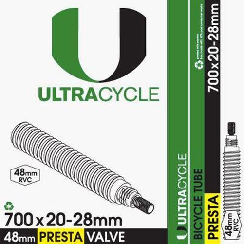 ULTRACYCLE Bicycle Tube 700c x 20-28 Presta 48mm w/Removable Valve Core-Pit Crew Cycles