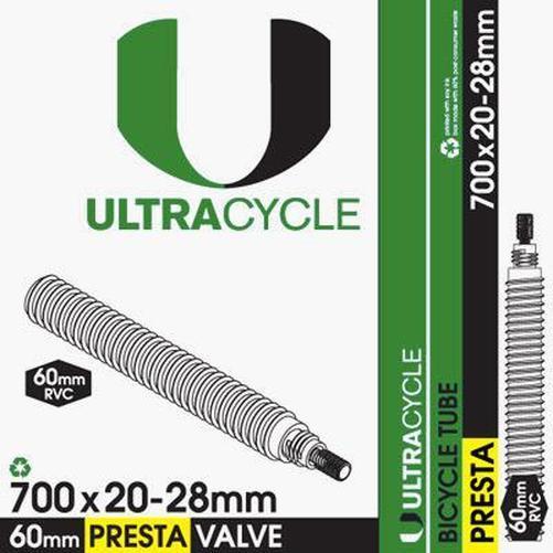 ULTRACYCLE Bicycle Tube 700c x 20-28 Presta 60mm w/ Removable Valve Core-Pit Crew Cycles