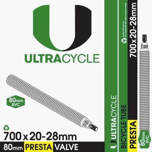 ULTRACYCLE Bicycle Tube 700c x 20-28 Presta 80mm w/ Removable Valve Core-Pit Crew Cycles