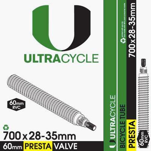 ULTRACYCLE Bicycle Tube 700c x 28-35 Presta 60mm w/ Removable Valve Core-Pit Crew Cycles