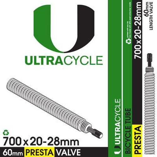 ULTRACYCLE Premium Bicycle Tube 700c x 20-28 Presta 60mm-Pit Crew Cycles