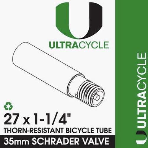 ULTRACYCLE Triple Thick Puncture Thorn Resistant Tube 27 x 1-1/4 Schrader 35mm-Pit Crew Cycles