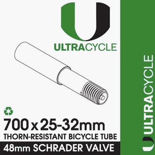 ULTRACYCLE Triple-Thick/Puncture Resistant Tube 48 mm Schrader Valves 700c x 25-32 mm-Pit Crew Cycles