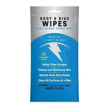 WHITE Lightning Body & Bike Bcw150102 Cleaner Wipes 15 Wipes/Pack-Pit Crew Cycles