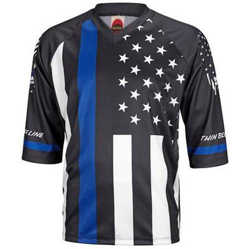 WORLD JERSEYS Thin Blue Line Mtb Mens 3/4 Jersey Large-Pit Crew Cycles