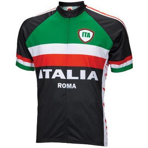 WORLD Jersey Italy Roma Mens Cycling Jersey Tricolore/Black Large-Pit Crew Cycles