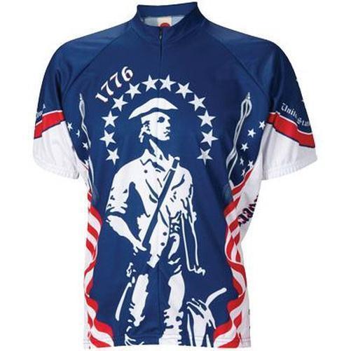 WORLD Jerseys 1776 Mens Cycling Jersey Blue/White Large-Pit Crew Cycles
