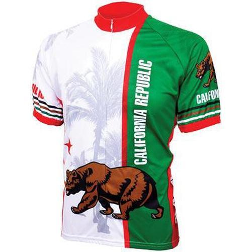 WORLD Jerseys California Flag Mens Cycling Jersey White/Green X-Large-Pit Crew Cycles