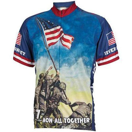 WORLD Jerseys Iwo Jima Mens Jersey Blue/Army Green M-Pit Crew Cycles