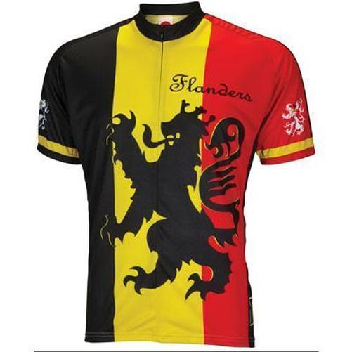 WORLD Jerseys Lion Of Flanders Mens Cycling Jersey Black/Yellow/Red Medium-Pit Crew Cycles