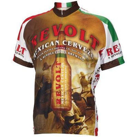 WORLD Jerseys Revolt Cerveza Mens Jersey Amber/White L-Pit Crew Cycles