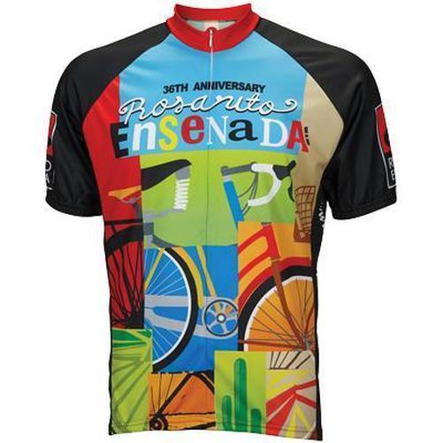 WORLD Jerseys Rosarito Bicicleta Mens Cycling Jersey Red/Blue/Green/Tan X-Large-Pit Crew Cycles