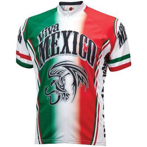 WORLD Jerseys Viva Mexico Mens Cycling Jersey Green/Red Large-Pit Crew Cycles
